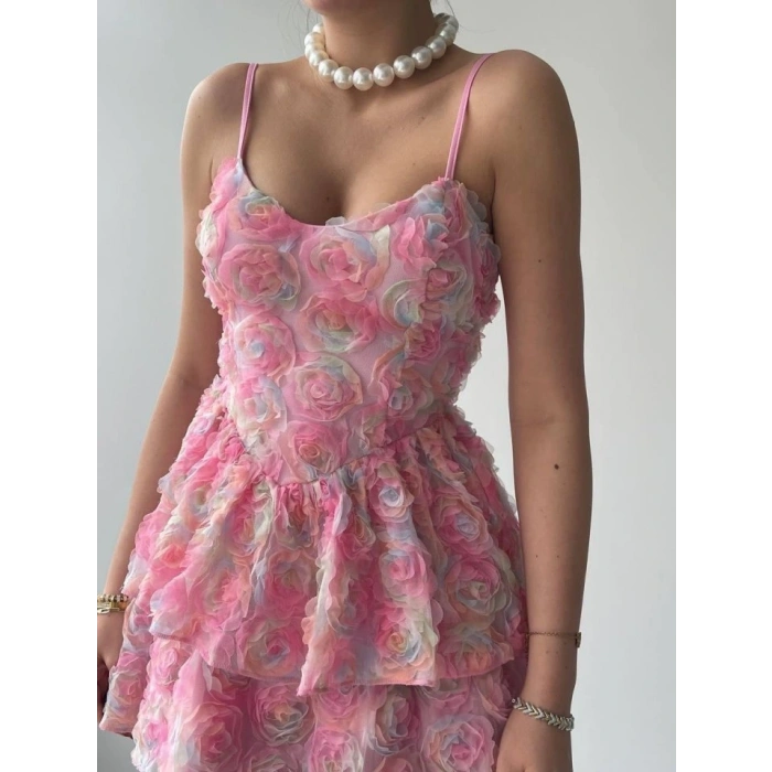 Flora İp Askılı Elbise