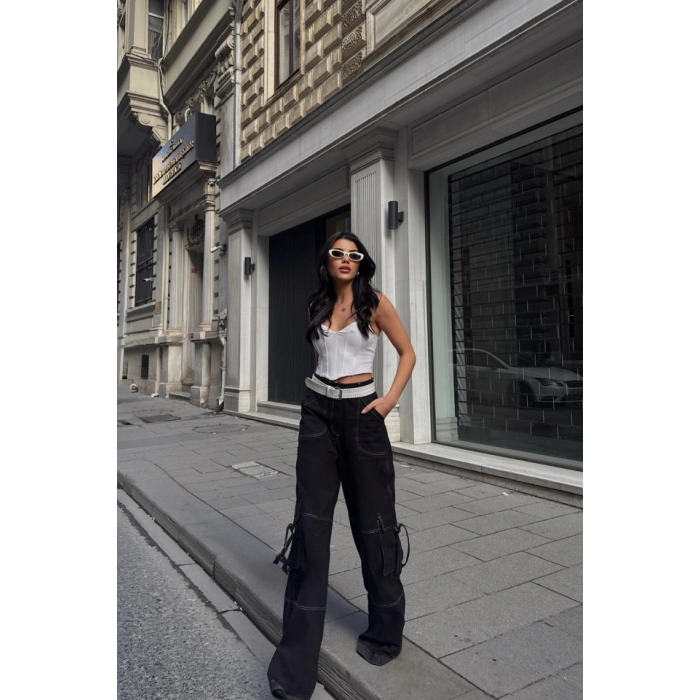 GABARDİNKARGO PANTOLON - Siyah