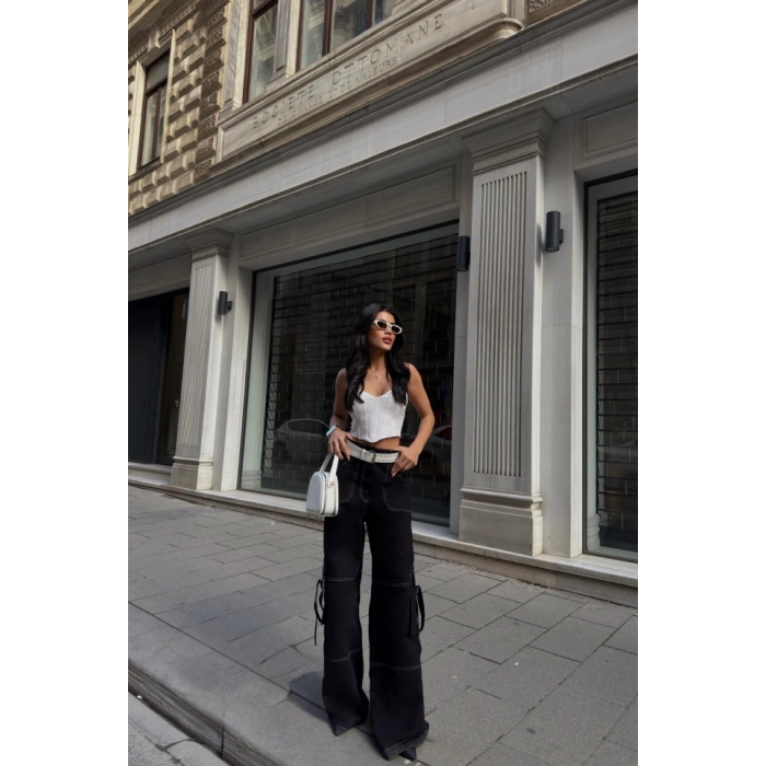 GABARDİNKARGO PANTOLON - Siyah