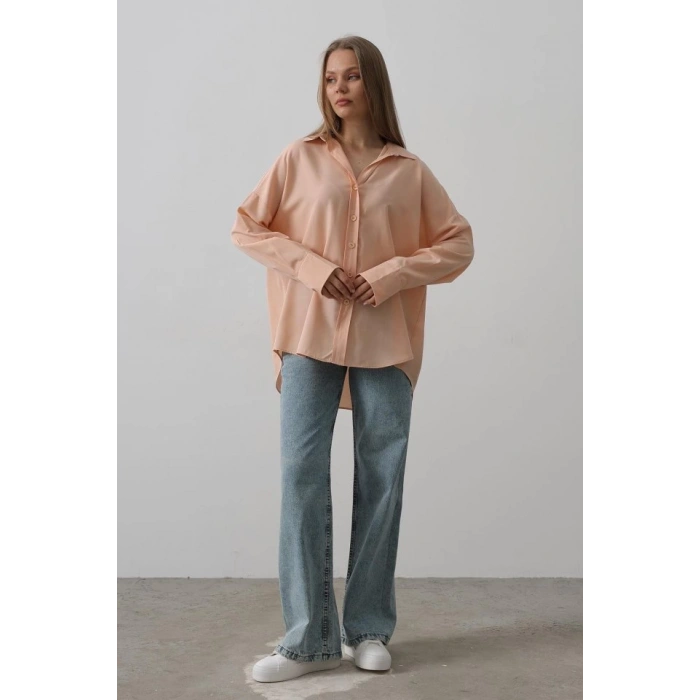 Geniş Manşet Detaylı Gömlek - Açık Somon