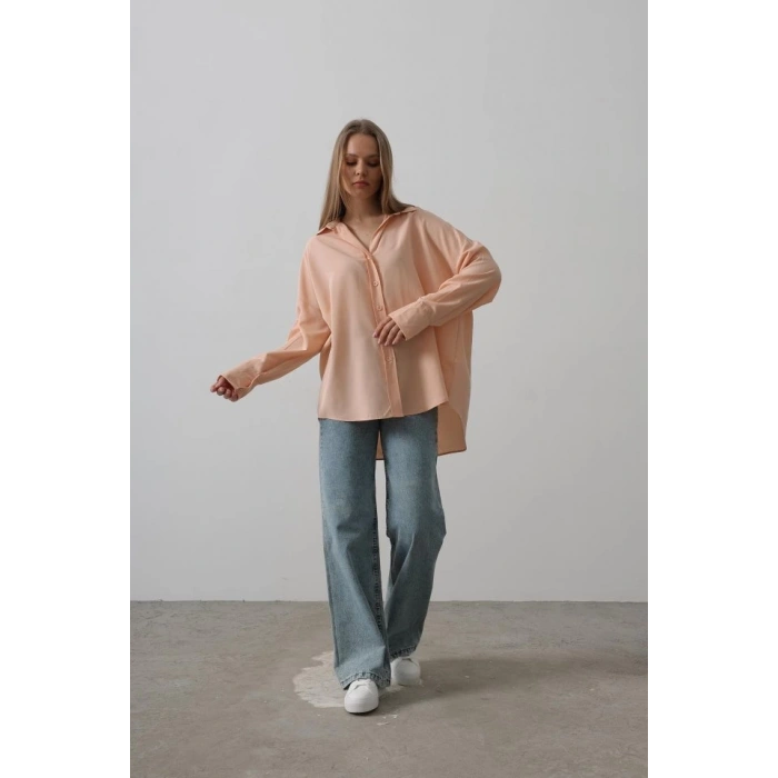 Geniş Manşet Detaylı Gömlek - Açık Somon