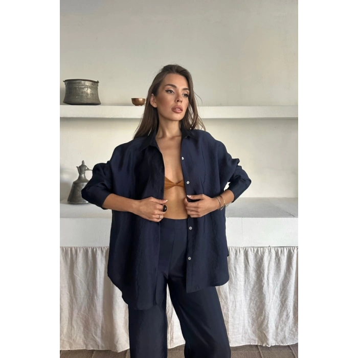 GÖMLEK-PANTOLON TAKIM CUPRA KUMAŞ - Lacivert