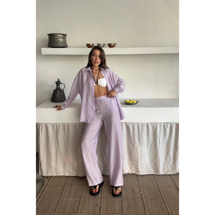 GÖMLEK - PANTOLON TAKIM - Lila