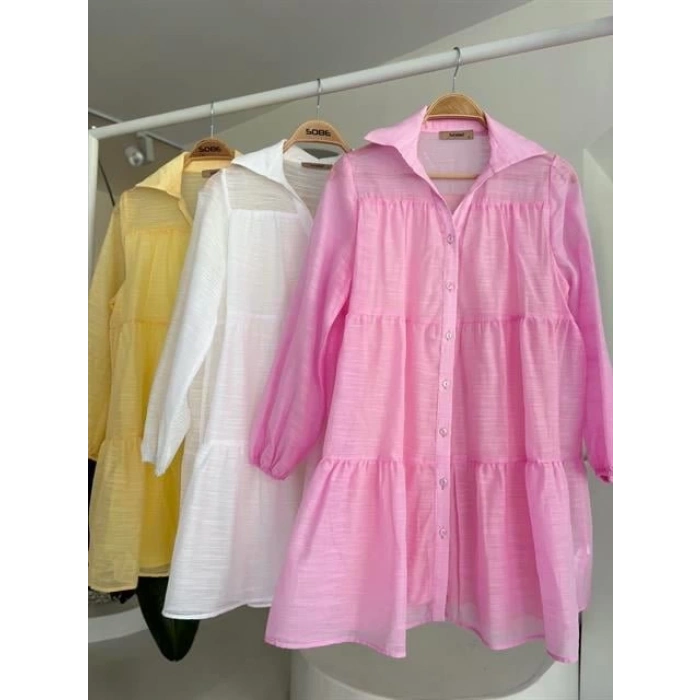 Gömlek Yaka Pileli Elbise 2898