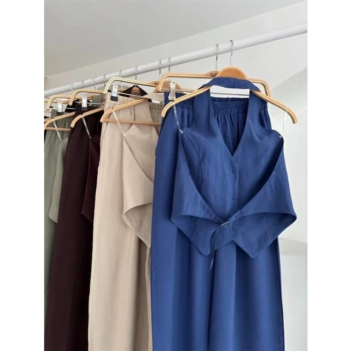 Halter Yaka Yelekli Modal Takım 10144