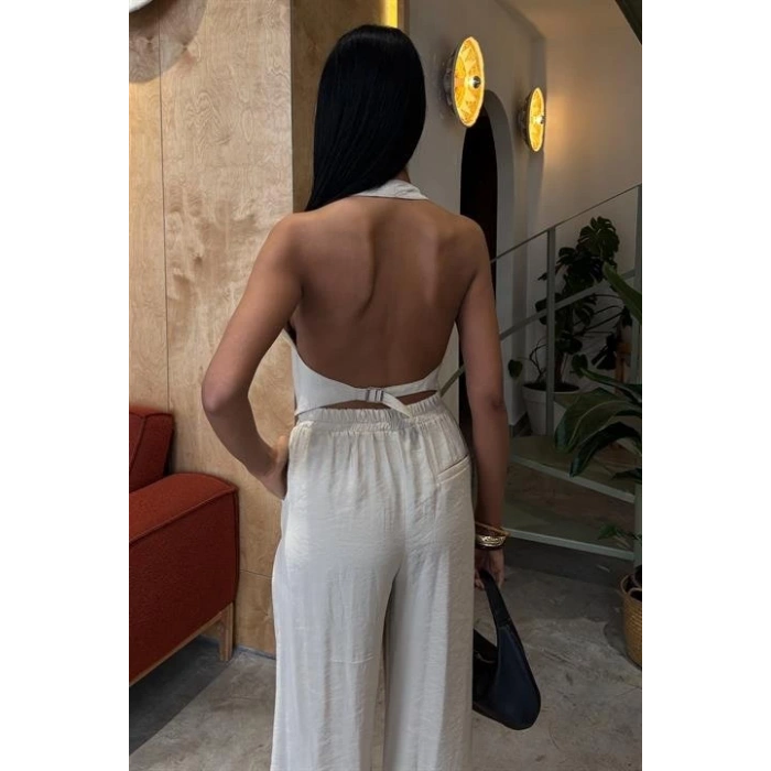 Halter Yaka Yelekli Modal Takım 10144