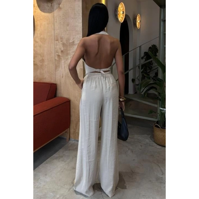Halter Yaka Yelekli Modal Takım 10144