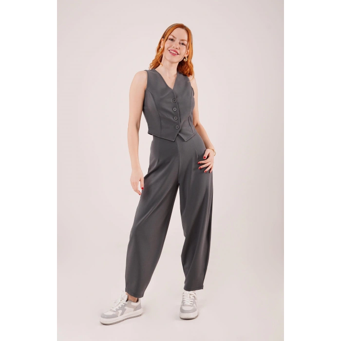 Havuç Kesim Gri Pantolon