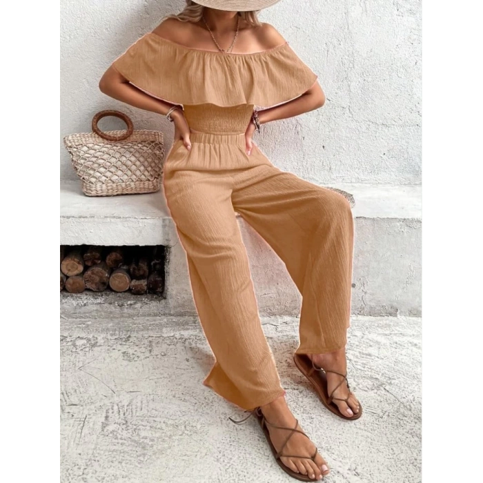 Kadın Aerobin Kumaş Fırfır Detaylı Madonna Yaka Takım