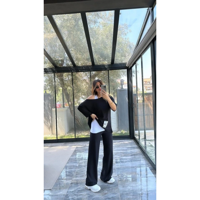 Kadın Asimetrik Kesim Arma Detay Atlet Dahil üçlü Takım