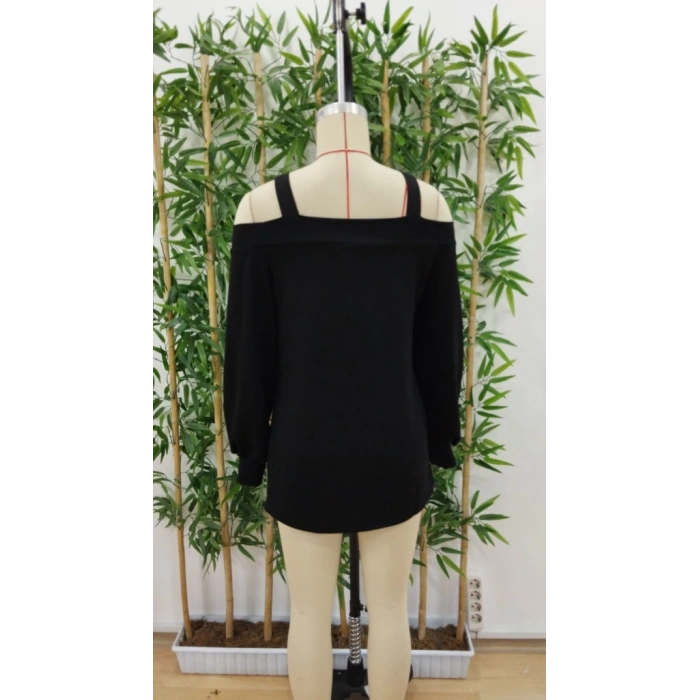 Kadın Askılı Iki Omuzu Açık Salaş Yün Viskon Bluz