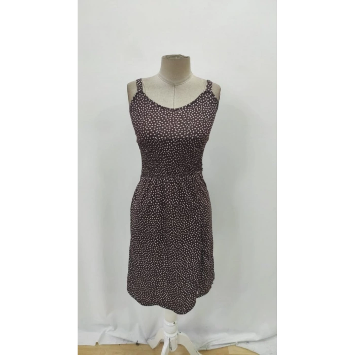 Kadın Askılı V Yakalı Beli Lastikli Yırtmaçlı Süprem Midi Elbise