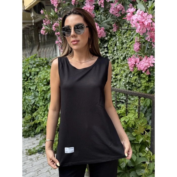 Kadın Askılı Yuvarlak Yaka Viskon Iki Iplik Bluz Ve Eşofman Altı Ikili Takım