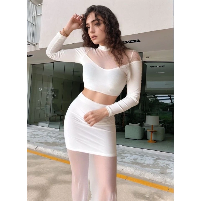 Kadın Balıkçı Yaka Transparan Dekolteli Fırsat ürün Elbise