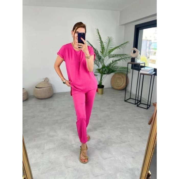 Kadın Bisiklet Yaka Paça Pensli Aerobin Kumaş İkili Takım