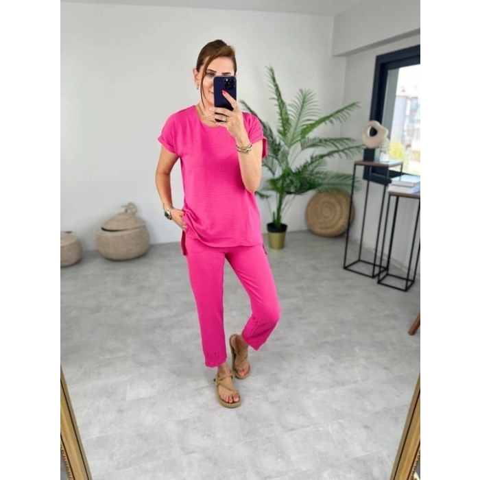 Kadın Bisiklet Yaka Paça Pensli Aerobin Kumaş İkili Takım