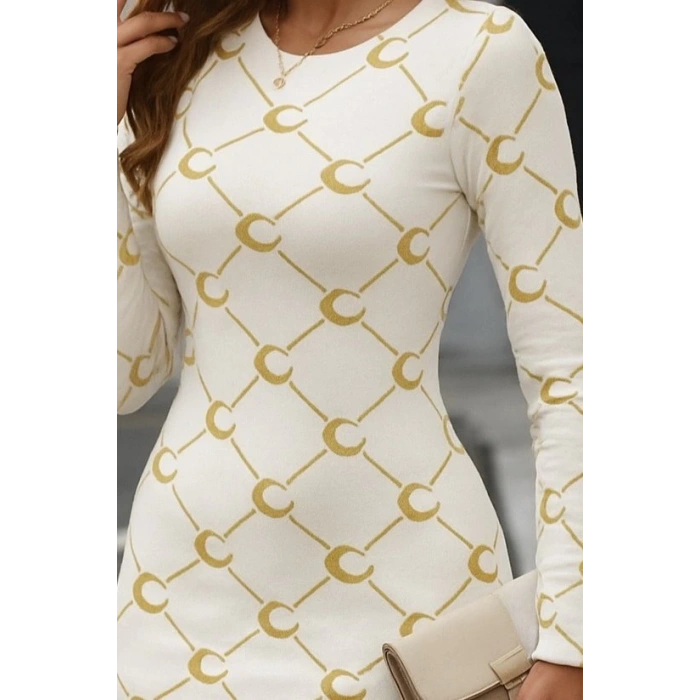 Kadın Bisiklet Yaka Uzun Kol Triko Mini Boy Elbise