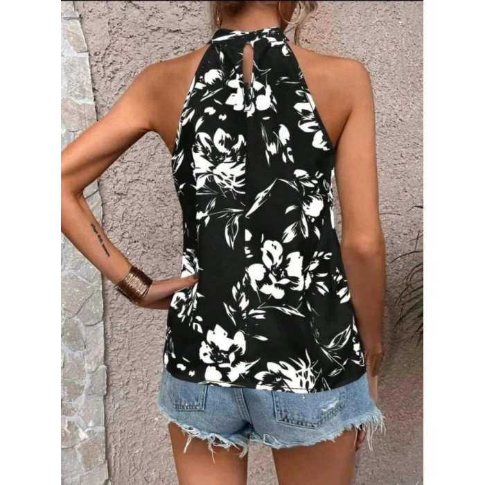 Kadın çiçek Desen Mikro Kumaş Bluz