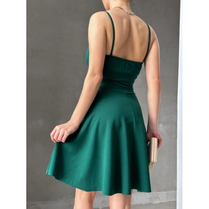 Kadın Dalgıç Krep Kumaş Askılı Mini Elbise