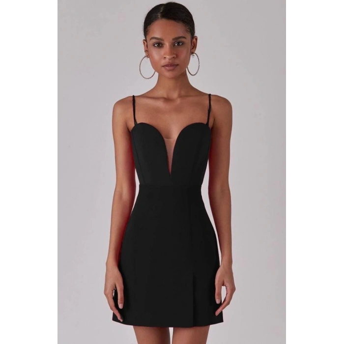 Kadın Derin V Yaka Sırt Dekolteli Fırsat Ürün Mini Elbise