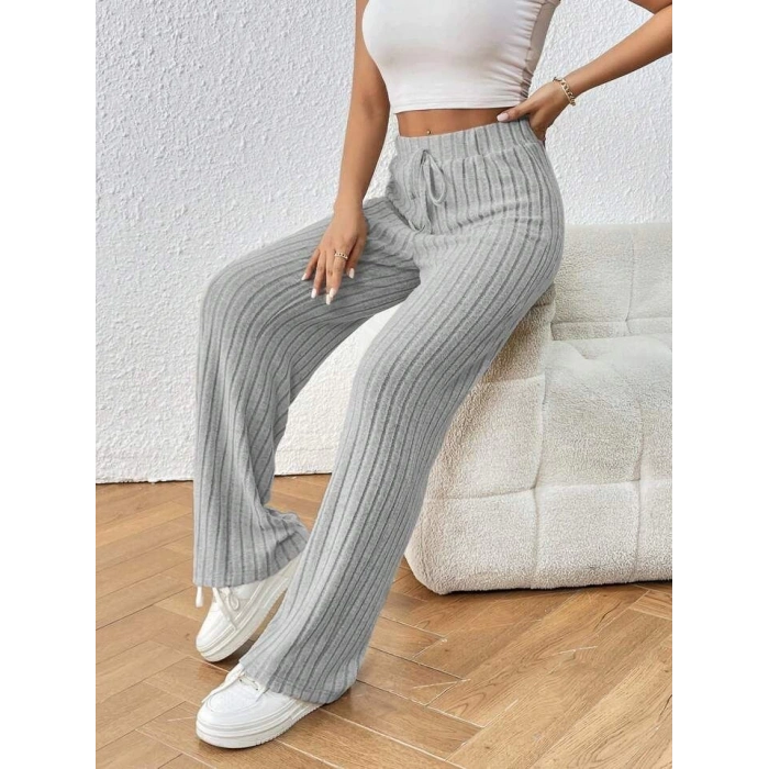 Kadın Hafif şardonlu Full Likralı Fitilli Kaşkorse Kumaş Bol Paça Pantolon