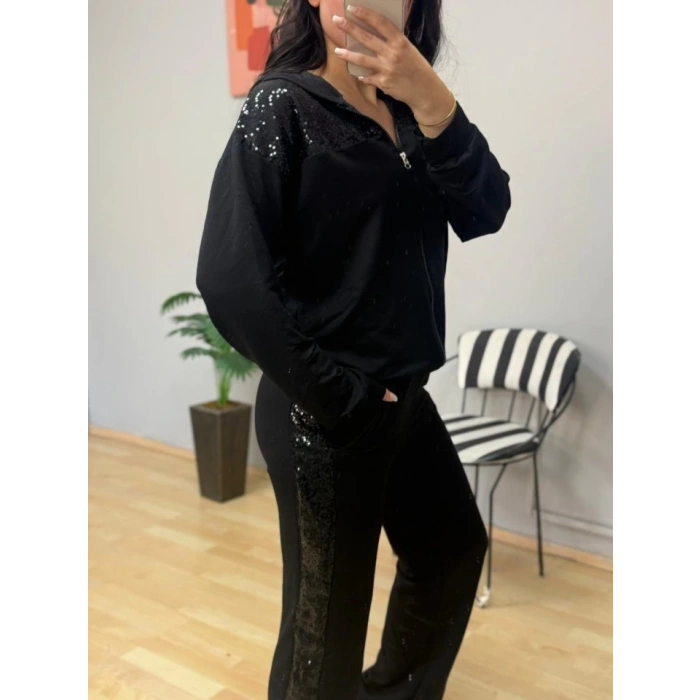 Kadın Iki Iplik Kumaş Pul Ve Fermuar Detaylı Ikili Takım