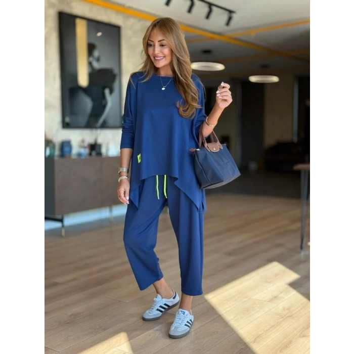 Kadın Iki Iplik Viskon Pamuk Kumaş Arma Detaylı Ikili Takım