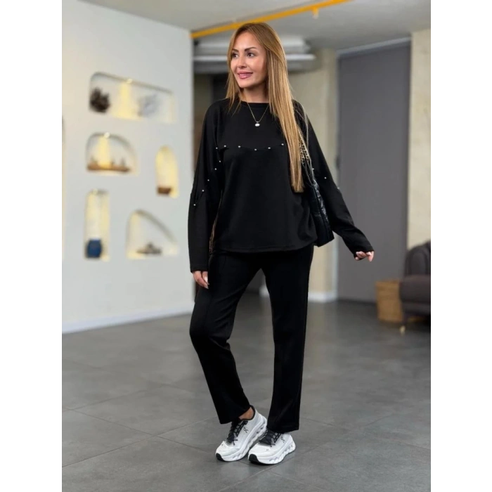 Kadın Inci Detay Modal Kumaş Ikili Takım