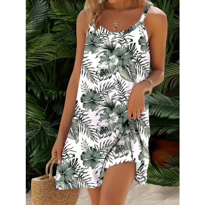 Kadın Ip Askılı çiçek Desenli Süprem Elbise