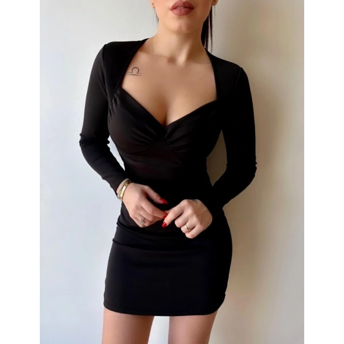 Kadın Kare Yaka Mini Elbise