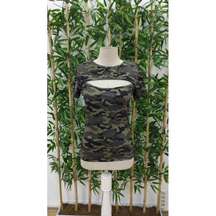 Kadın Kısa Kollu Bisiklet Yaka Dekolteli Süprem Bluz