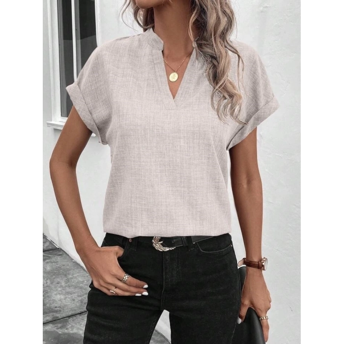 Kadın Kısa Kollu Hakim Yaka Sofya Bluz