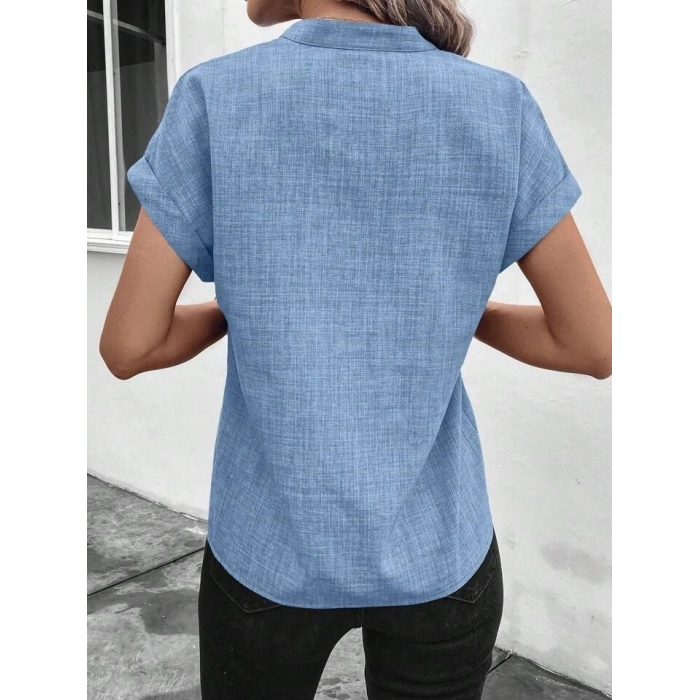 Kadın Kısa Kollu Hakim Yaka Sofya Bluz