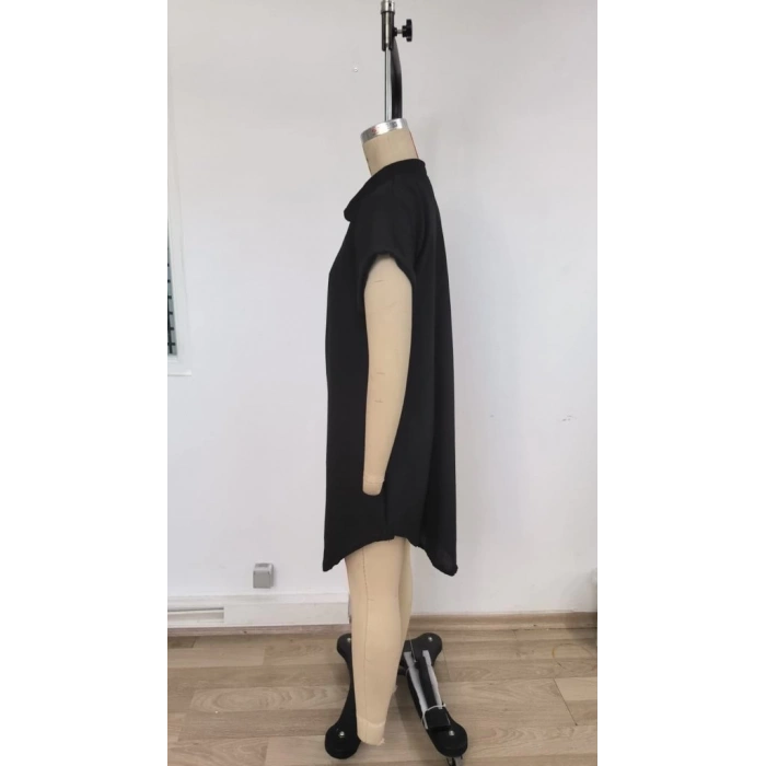 Kadın Kısa Kollu önden Düğmeli Ithal Keten Elbise