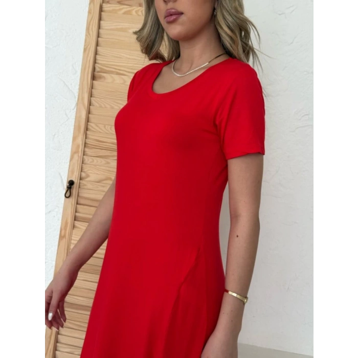 Kadın Kısa Kollu V Yaka Maxi Boy Elbise 124 Cm