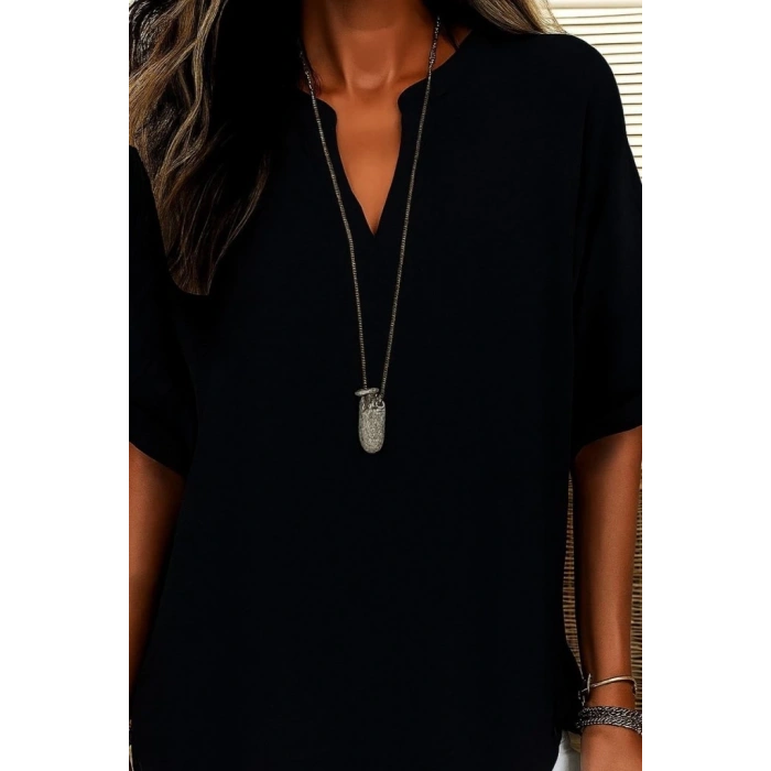 Kadın Kısa Kollu V Yakalı Aerobin Bluz