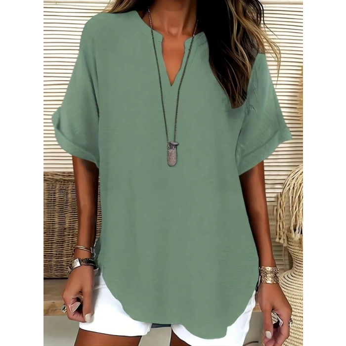 Kadın Kısa Kollu V Yakalı Aerobin Bluz