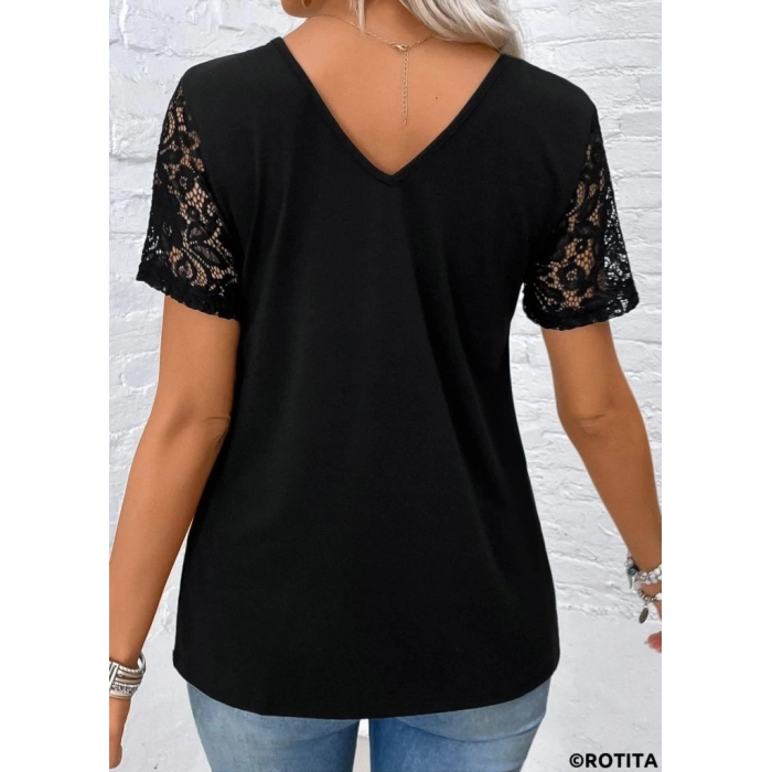 Kadın Kısa Kollu V Yakalı önden Düğmeli Viskon Bluz