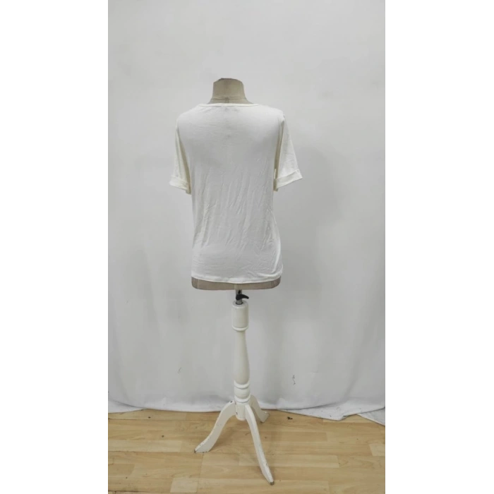 Kadın Kısa Kollu V Yakalı şerit Detaylı Viskon Bluz