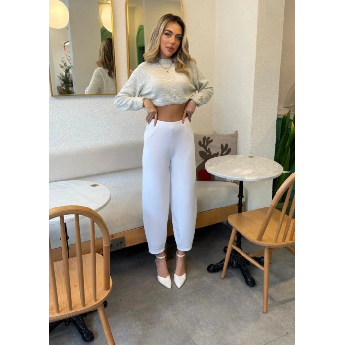 Kadın Krep Kumaş Balon Pantolon