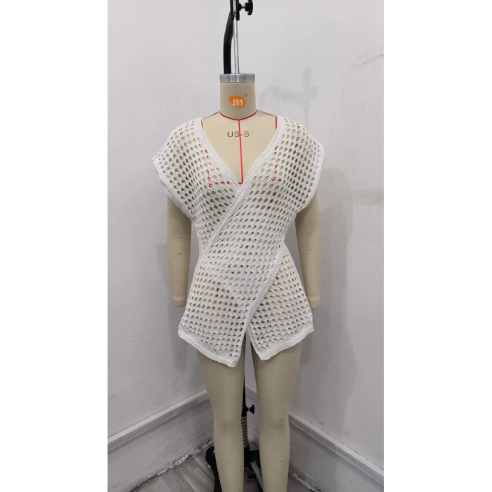 Kadın Kruvaze Detay Ajurlu Triko Pareo