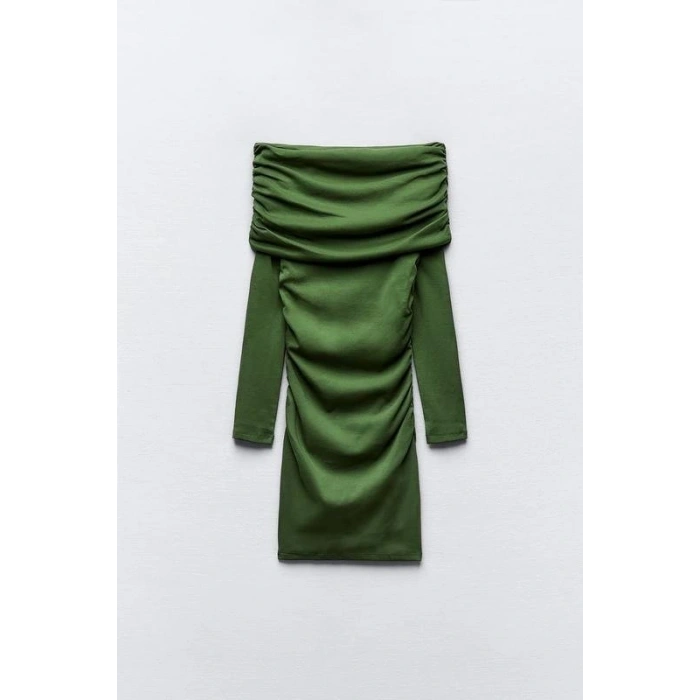 Kadın Madonna Mendil Yaka Fırsat ürün Büzgülü Mini Elbise