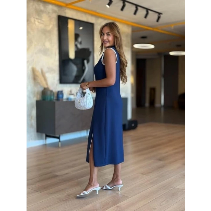 Kadın Modal Kumaş Fermuarlı Kolsuz Midi Boy Elbise