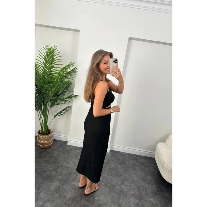 Kadın Ottoman Kumaş Likralı Midi Boy Kalem Etek Siyah