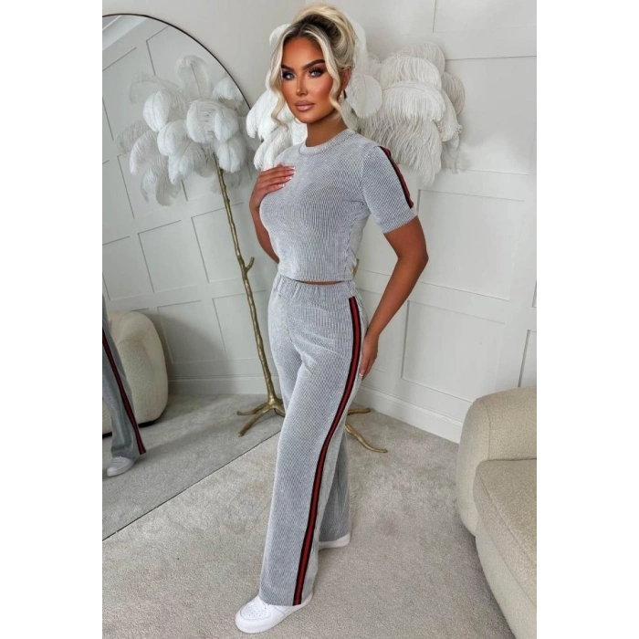 Kadın Ottoman Kumaş şerit Detaylı Ikili Takım