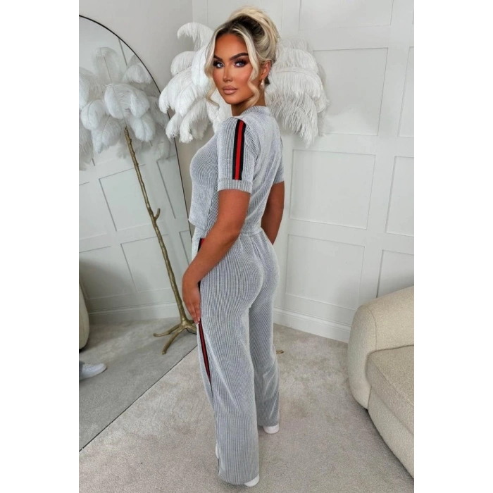 Kadın Ottoman Kumaş şerit Detaylı Ikili Takım