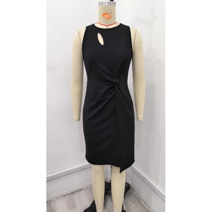 Kadın Sıfır Kol Pencere Ve Bel Detay Ithal Krep Elbise