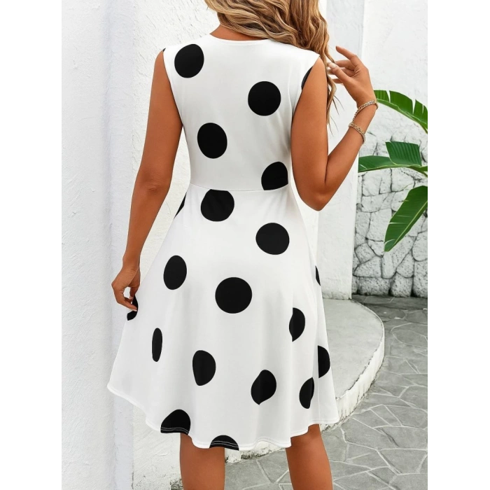 Kadın Sıfır Kollu önden çapraz Detaylı Leopar Desenli Süprem Elbise