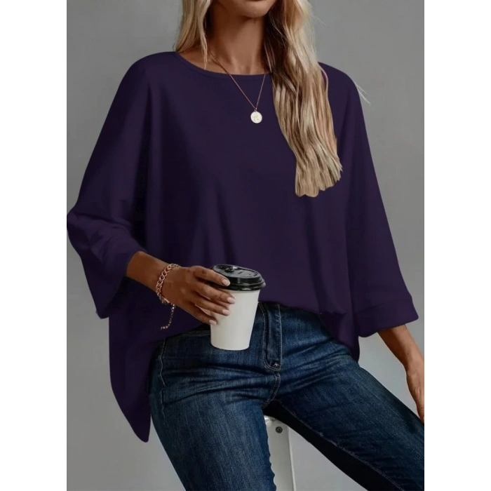 Kadın Truvakar Kollu Bisiklet Yaka Viskon Bluz