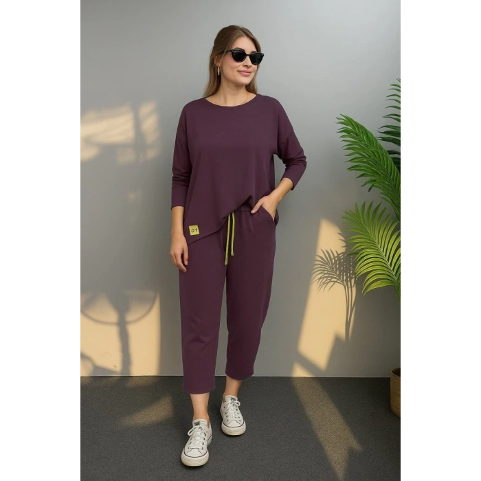 Kadın Uzun Kollu Arma Detaylı Iki Iplik Viskon Ikili Takım